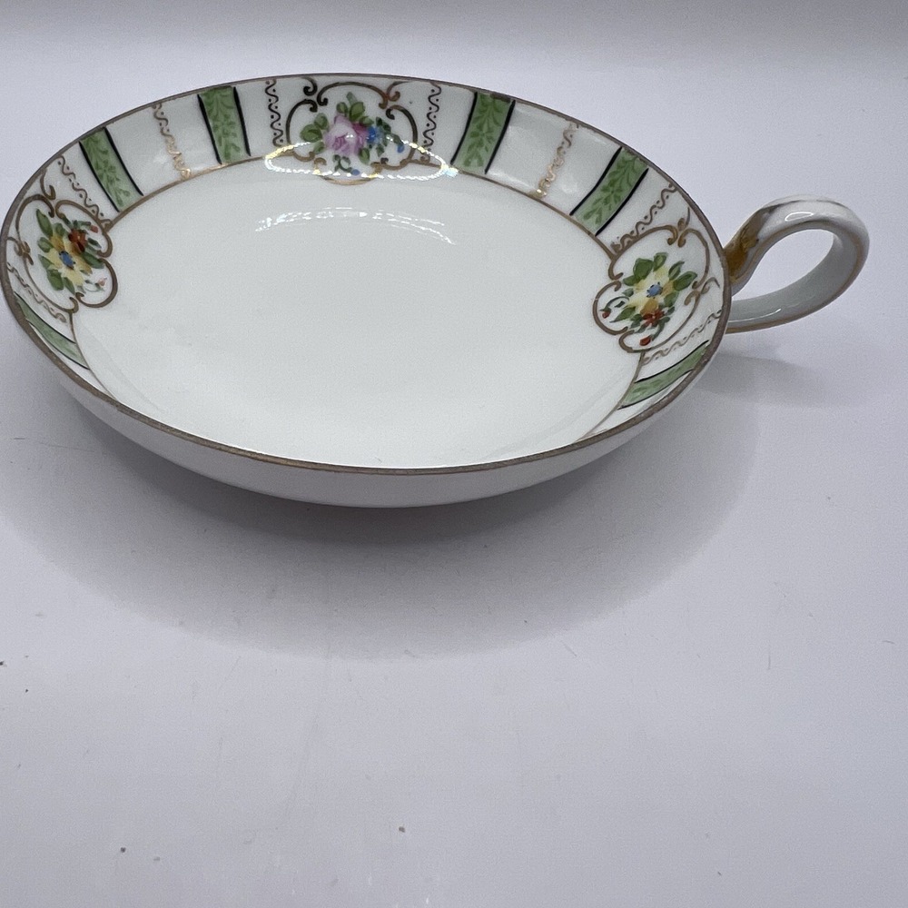 Vintage Nippon Trinket Dish Bowl Hand Painted Gold Trim Floral Porcelain Tray